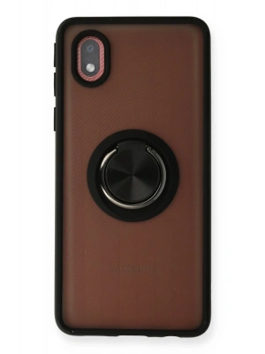 Newface Samsung Galaxy A01 Core Kılıf Montreal Yüzüklü Silikon Kapak - Siyah