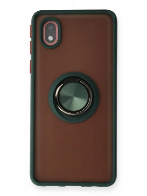 Newface Samsung Galaxy A01 Core Kılıf Montreal Yüzüklü Silikon Kapak - Yeşil