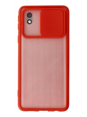 Newface Samsung Galaxy A01 Core Kılıf Palm Buzlu Kamera Sürgülü Silikon - Kırmızı