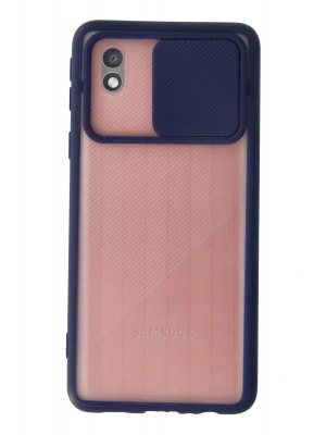 Newface Samsung Galaxy A01 Core Kılıf Palm Buzlu Kamera Sürgülü Silikon - Lacivert