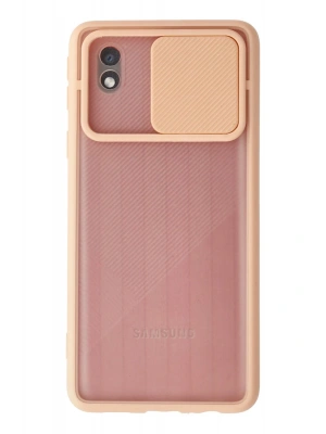 Newface Samsung Galaxy A01 Core Kılıf Palm Buzlu Kamera Sürgülü Silikon - Pembe