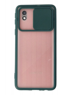 Newface Samsung Galaxy A01 Core Kılıf Palm Buzlu Kamera Sürgülü Silikon - Yeşil