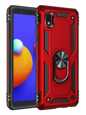Newface Samsung Galaxy A01 Core Kılıf Sofya Yüzüklü Silikon Kapak - Kırmızı