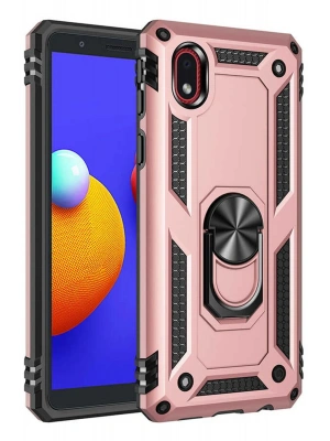 Newface Samsung Galaxy A01 Core Kılıf Sofya Yüzüklü Silikon Kapak - Rose