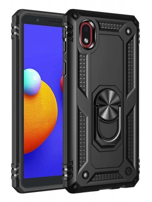 Newface Samsung Galaxy A01 Core Kılıf Sofya Yüzüklü Silikon Kapak - Siyah