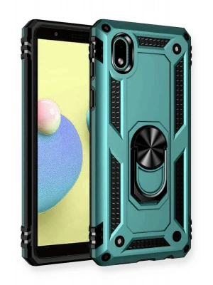Newface Samsung Galaxy A01 Core Kılıf Sofya Yüzüklü Silikon Kapak - Yeşil