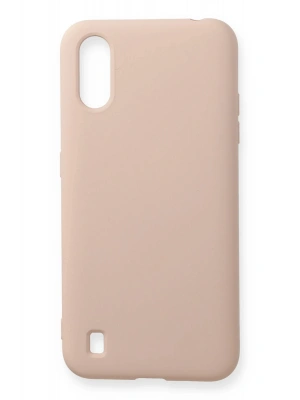 Newface Samsung Galaxy A01 Kılıf Nano içi Kadife Silikon - Pudra