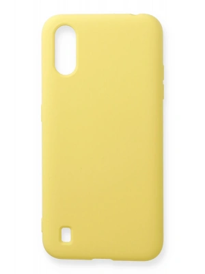 Newface Samsung Galaxy A01 Kılıf Nano içi Kadife Silikon - Sarı