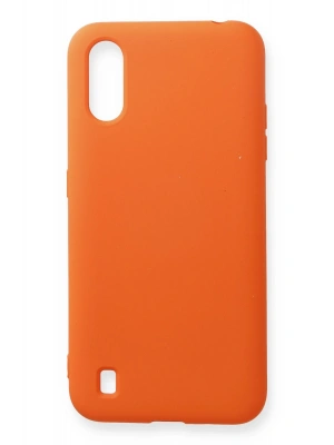 Newface Samsung Galaxy A01 Kılıf Nano içi Kadife Silikon - Turuncu