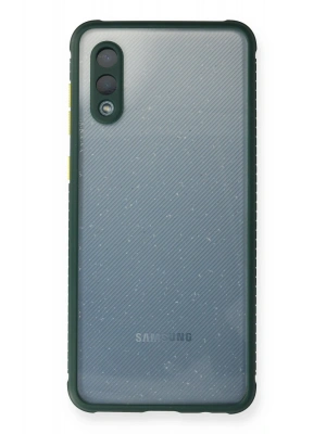 Newface Samsung Galaxy A02 Kılıf Miami Şeffaf Silikon - Koyu Yeşil
