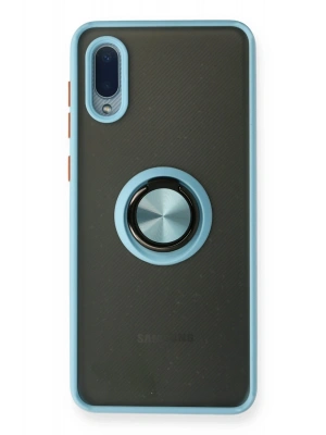 Newface Samsung Galaxy A02 Kılıf Montreal Yüzüklü Silikon Kapak - Buz Mavi