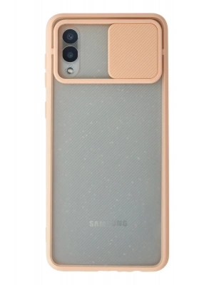 Newface Samsung Galaxy A02 Kılıf Palm Buzlu Kamera Sürgülü Silikon - Pembe