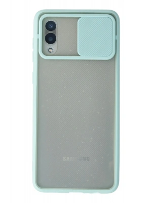 Newface Samsung Galaxy A02 Kılıf Palm Buzlu Kamera Sürgülü Silikon - Turkuaz