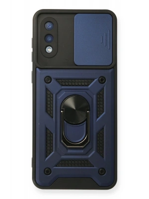 Newface Samsung Galaxy A02 Kılıf Pars Lens Yüzüklü Silikon - Lacivert