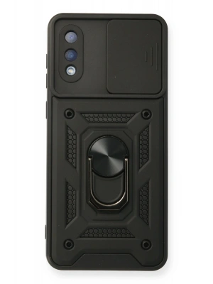 Newface Samsung Galaxy A02 Kılıf Pars Lens Yüzüklü Silikon - Siyah