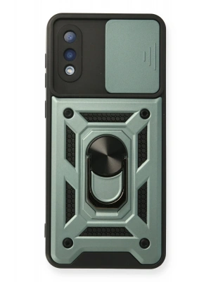 Newface Samsung Galaxy A02 Kılıf Pars Lens Yüzüklü Silikon - Yeşil