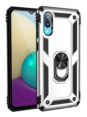 Newface Samsung Galaxy A02 Kılıf Sofya Yüzüklü Silikon Kapak - Gümüş