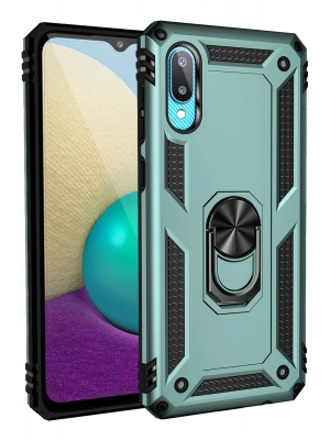 Newface Samsung Galaxy A02 Kılıf Sofya Yüzüklü Silikon Kapak - Yeşil