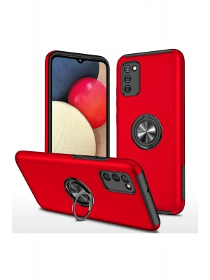 Newface Samsung Galaxy A02S Kılıf Elit Yüzüklü Kapak - Kırmızı