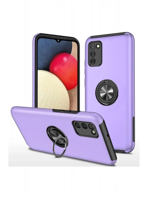 Newface Samsung Galaxy A02S Kılıf Elit Yüzüklü Kapak - Mor