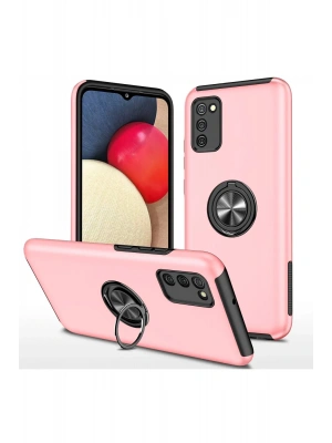 Newface Samsung Galaxy A02S Kılıf Elit Yüzüklü Kapak - Pembe