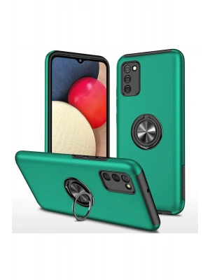 Newface Samsung Galaxy A02S Kılıf Elit Yüzüklü Kapak - Yeşil