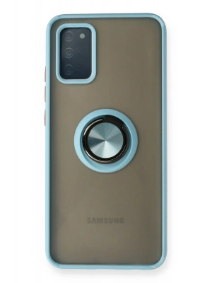 Newface Samsung Galaxy A02S Kılıf Montreal Yüzüklü Silikon Kapak - Buz Mavi