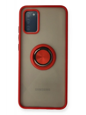 Newface Samsung Galaxy A02S Kılıf Montreal Yüzüklü Silikon Kapak - Kırmızı