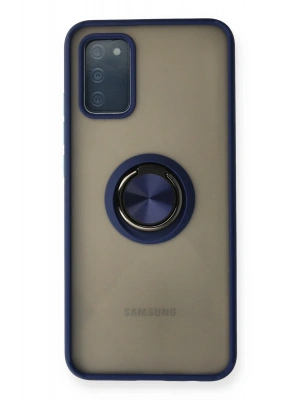 Newface Samsung Galaxy A02S Kılıf Montreal Yüzüklü Silikon Kapak - Lacivert