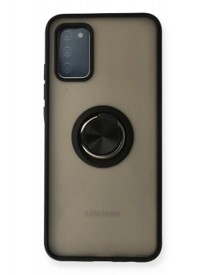 Newface Samsung Galaxy A02S Kılıf Montreal Yüzüklü Silikon Kapak - Siyah