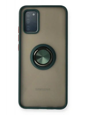 Newface Samsung Galaxy A02S Kılıf Montreal Yüzüklü Silikon Kapak - Yeşil