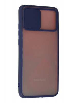 Newface Samsung Galaxy A02S Kılıf Palm Buzlu Kamera Sürgülü Silikon - Lacivert