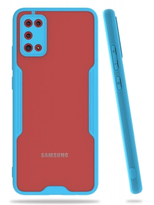 Newface Samsung Galaxy A02S Kılıf Platin Silikon - Mavi