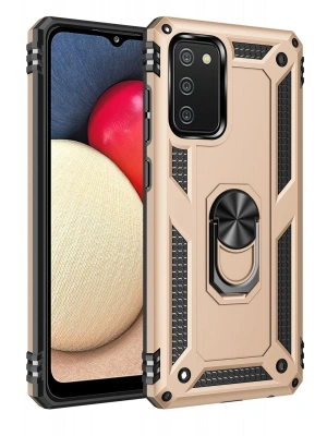 Newface Samsung Galaxy A02S Kılıf Sofya Yüzüklü Silikon Kapak - Gold