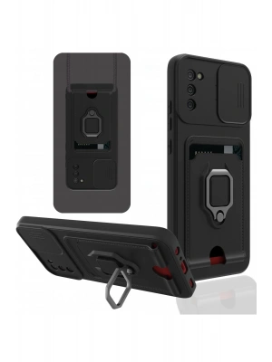 Newface Samsung Galaxy A02S Kılıf Zuma Kartvizitli Yüzüklü Silikon - Siyah