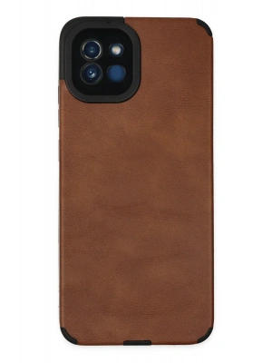 Newface Samsung Galaxy A03 Kılıf Loop Deri Silikon - Kahverengi