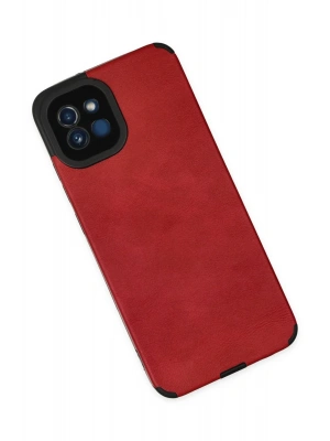 Newface Samsung Galaxy A03 Kılıf Loop Deri Silikon - Kırmızı
