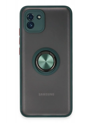 Newface Samsung Galaxy A03 Kılıf Montreal Yüzüklü Silikon Kapak - Yeşil