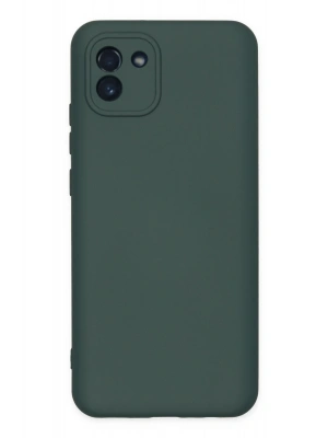 Newface Samsung Galaxy A03 Kılıf Nano içi Kadife Silikon - Koyu Yeşil