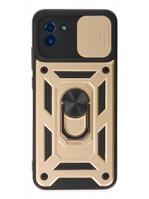 Newface Samsung Galaxy A03 Kılıf Pars Lens Yüzüklü Silikon - Gold