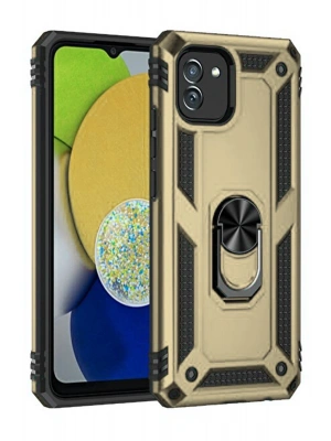 Newface Samsung Galaxy A03 Kılıf Sofya Yüzüklü Silikon Kapak - Gold