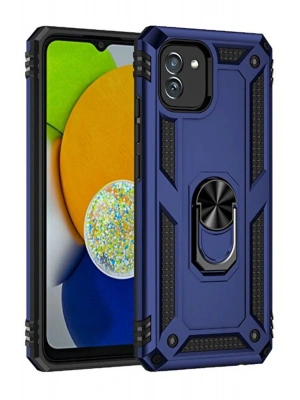 Newface Samsung Galaxy A03 Kılıf Sofya Yüzüklü Silikon Kapak - Lacivert