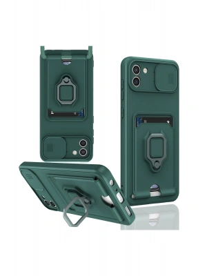 Newface Samsung Galaxy A03 Kılıf Zuma Kartvizitli Yüzüklü Silikon - Yeşil