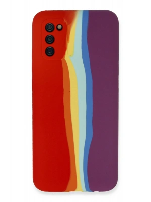 Newface Samsung Galaxy A03S Kılıf Ebruli Lansman Silikon - Kırmızı-Mor