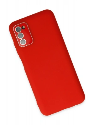 Newface Samsung Galaxy A03S Kılıf Lansman Glass Kapak - Kırmızı