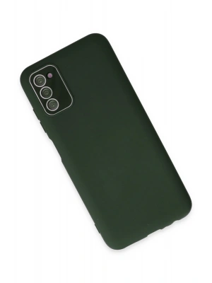 Newface Samsung Galaxy A03S Kılıf Lansman Glass Kapak - Koyu Yeşil
