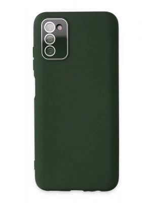 Newface Samsung Galaxy A03S Kılıf Lansman Glass Kapak - Koyu Yeşil