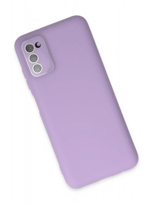 Newface Samsung Galaxy A03S Kılıf Lansman Glass Kapak - Lila