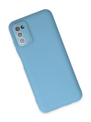 Newface Samsung Galaxy A03S Kılıf Lansman Glass Kapak - Mavi