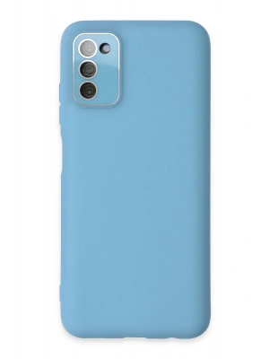 Newface Samsung Galaxy A03S Kılıf Lansman Glass Kapak - Mavi